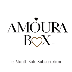 Amoura Box 12-month solo subscription with luxury self-care products and discrete packaging.